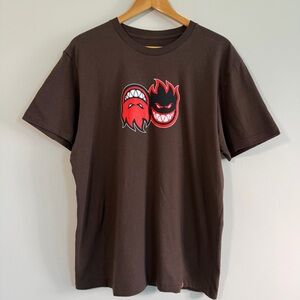 Spitfire Eternal Fill Skateboarding Brown Y2K Grunge Graphic T-Shirt Size Large